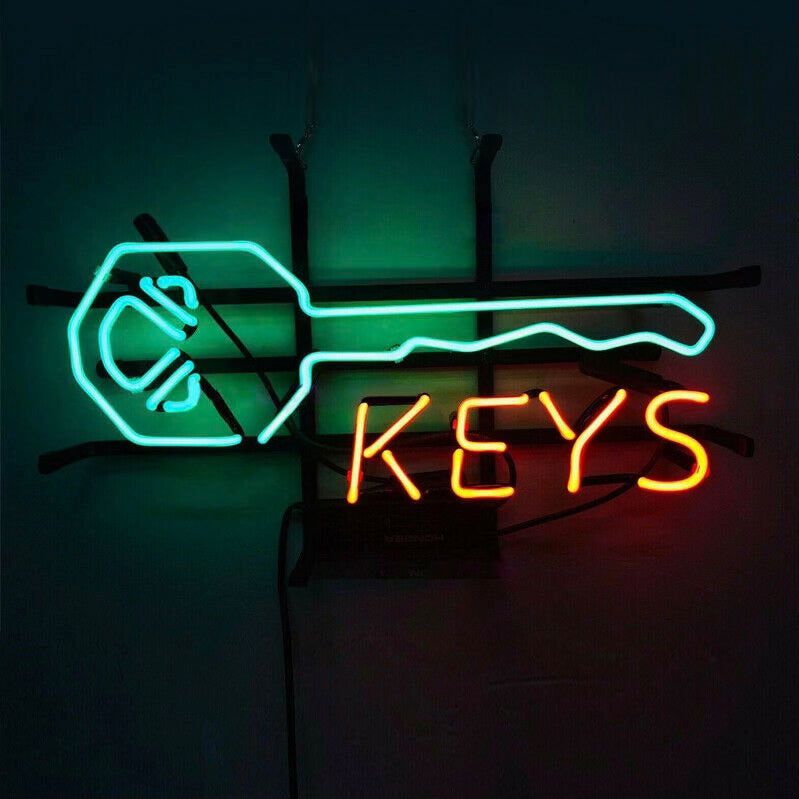 Neon Auto Shop Keys Sign 19x15 Custom Glass Signs