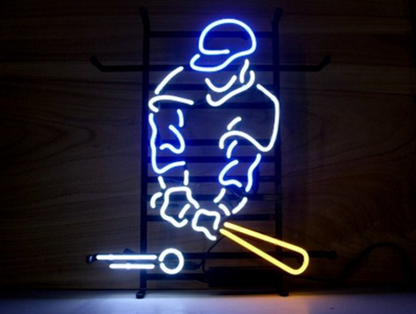 Neon Baseball Player 24x20 Custom Glass Signs