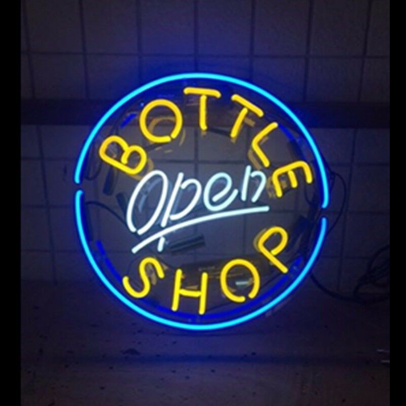 Neon Bottle Shop Open Sign 19x15