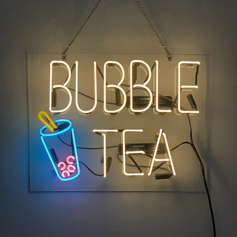 Neon Bubble Tea Sign 19x15 Custom Glass Neon