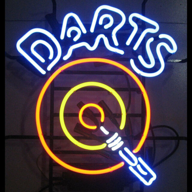 Neon DARTS Sign 19x15 Custom Glass Neon