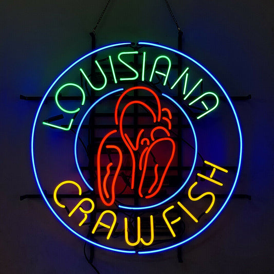 Neon Louisiana Crawfish Sign 19x15 Custom Glass Neon