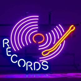 Neon Records Glass Custom Sign