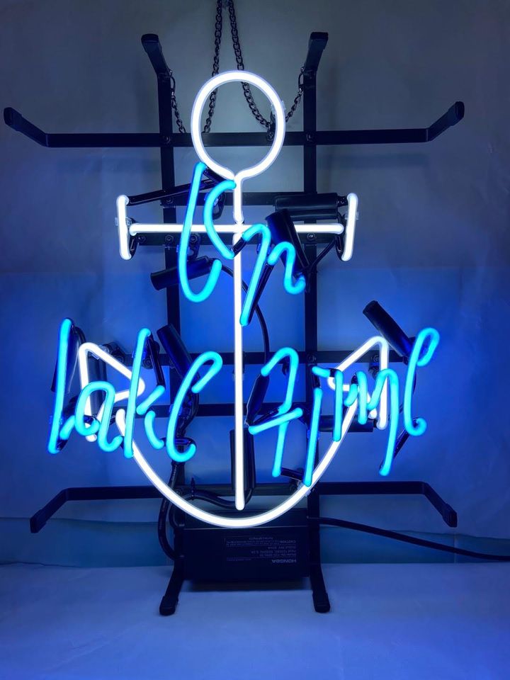 Neon Custom Lake Time Sign 19x15 Custom Glass Neon