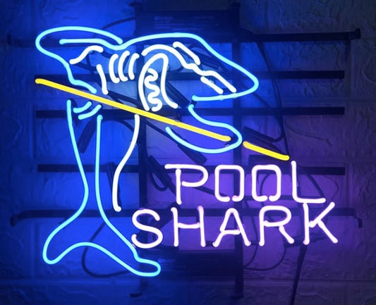 Neon Pool Shark Sign 19x15 Custom Glass Neon