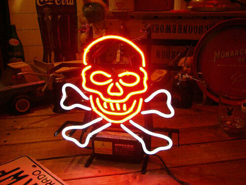 Neon Skull Bones Sign 24x20 Custom Glass Neon