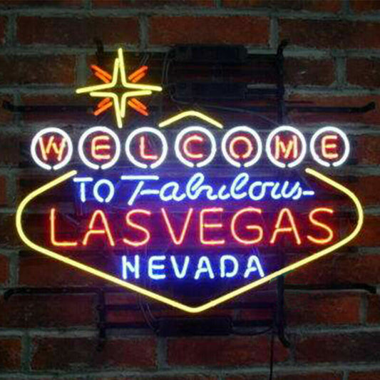 Neon Welcome To Fabulous Las Vegas Nevada Sign Glass Custom Sign